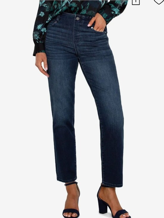 Liverpool Denim - Liverpool Gia Glider Slim Fit Dark Blue Pull On Jeans. Size 6/28 Petite